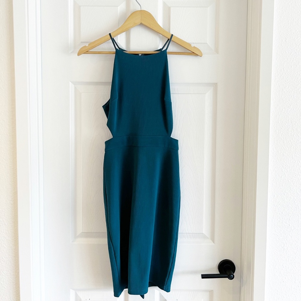 ASTR THE LABEL teal bodycon dress